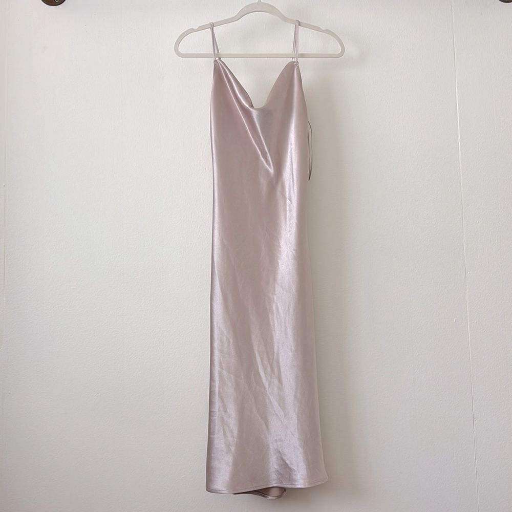 Birdy Grey Lisa Satin Midi Dress Taupe
